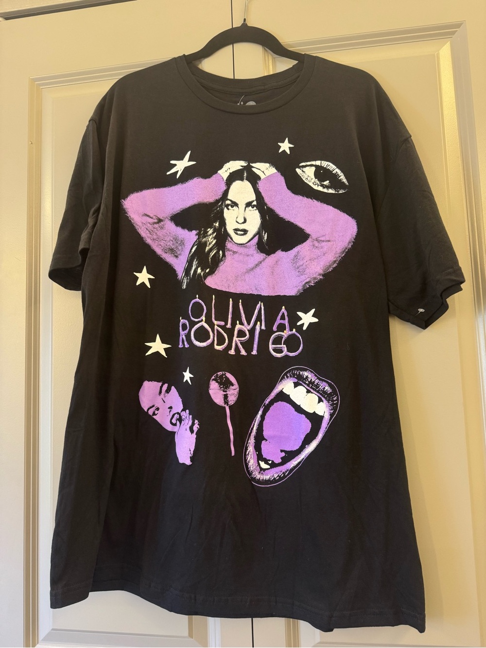 Olivia Rodrigo Short Sleeve Graphic Tee - Black with Purple Art